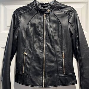 EUC Guess Leather Bomber Jacket Women’s Size XS.